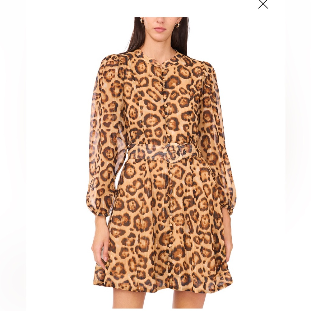MSK Animal Print Long Sleeve Dress